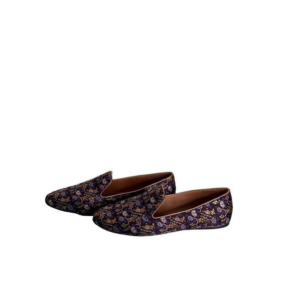 Tory Burch holiday jacquad/gold 5mm smoking slipper, size 11, BNIB,MSRP$313 - Picture 3 of 8